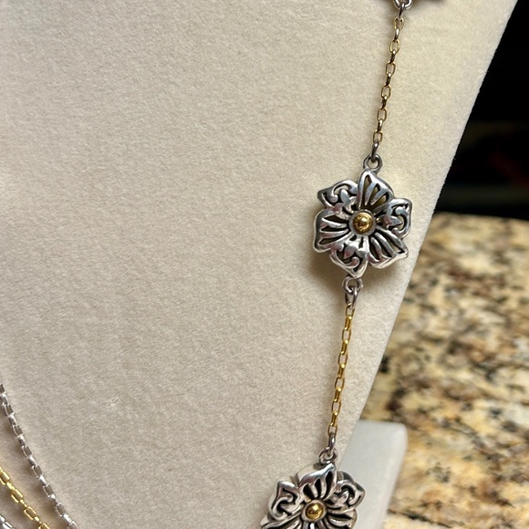 Brighton • Shadow Garden • Flower • Gold/Silver • Triple Strand Chain • Necklace - Picture 10 of 16